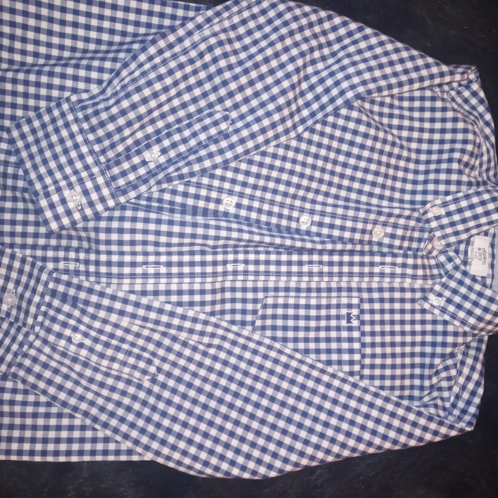 Long sleeve button down blue&white